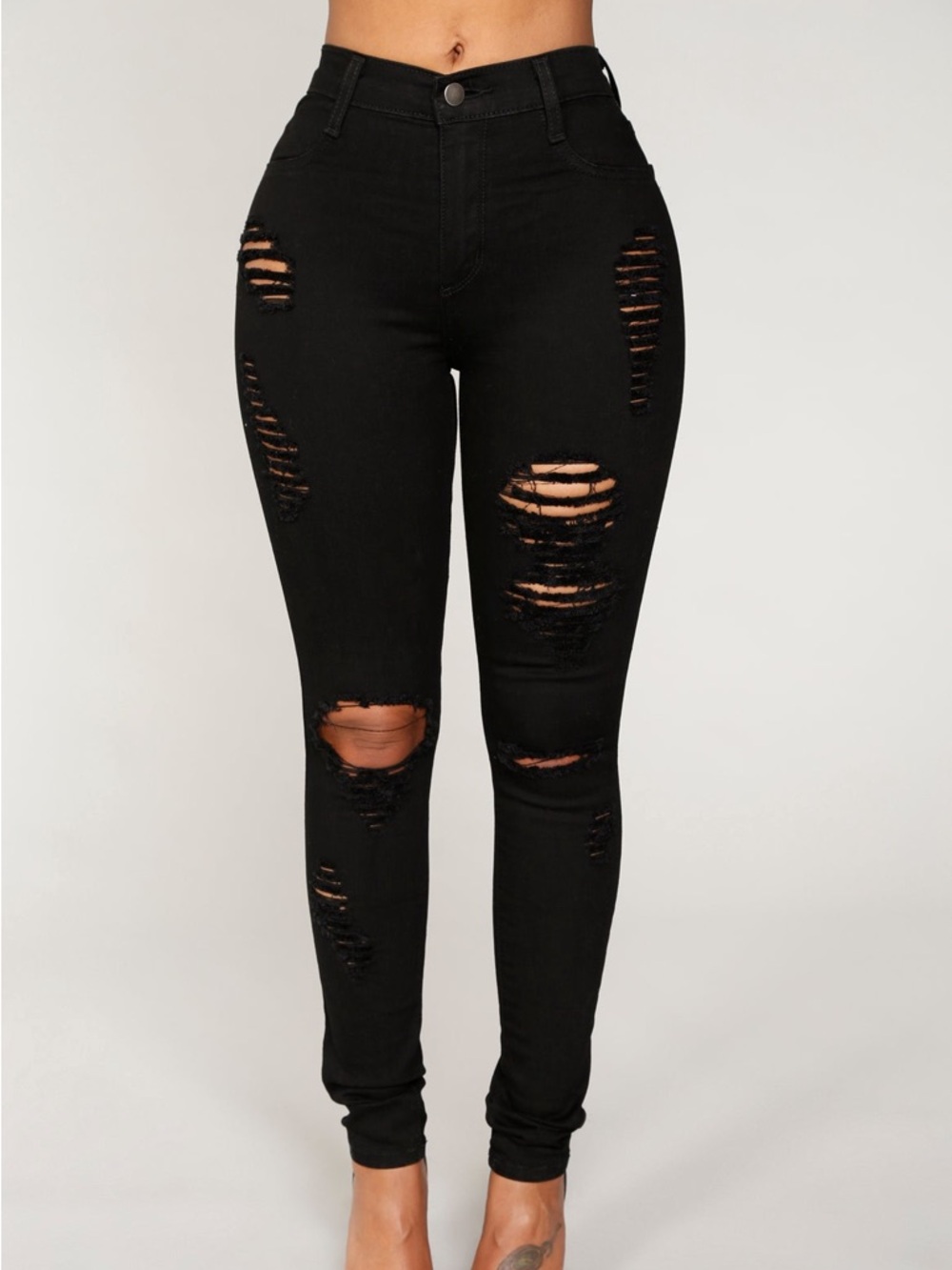 Fashion Nova Black Ripped High-Rise Skinny Jeans